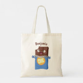 Cute happy chocola snoep bar cartoon tote bag (Achterkant)