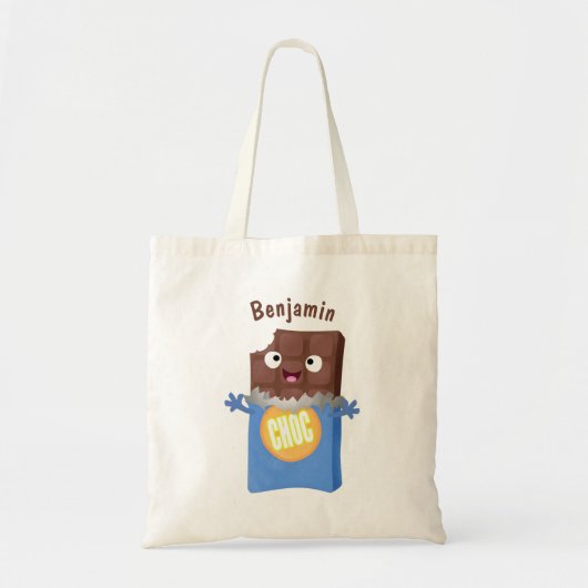 Cute happy chocola snoep bar cartoon tote bag (Voorkant)