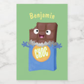 Cute happy chocola snoep bar cartoon voedselcontainer etiket (Enkel label)