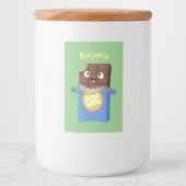 Cute happy chocola snoep bar cartoon voedselcontainer etiket (Voorkant)