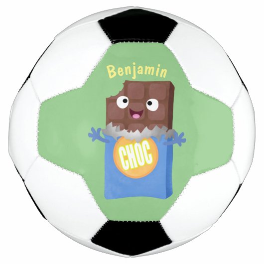 Cute happy chocola snoep bar cartoon voetbal (Voorkant)
