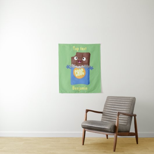 Cute happy chocola snoep bar cartoon wandkleed (In situ)