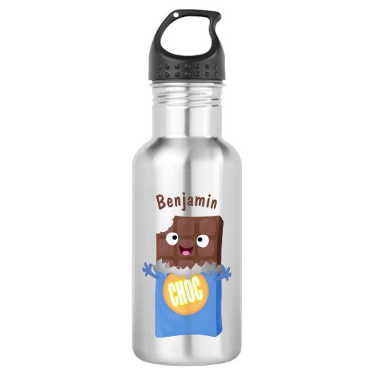 Cute happy chocola snoep bar cartoon waterfles (Voorkant)