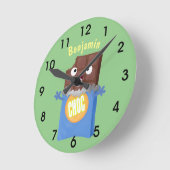 Cute happy chocolade snoep bar cartoon ronde klok (Hoek)
