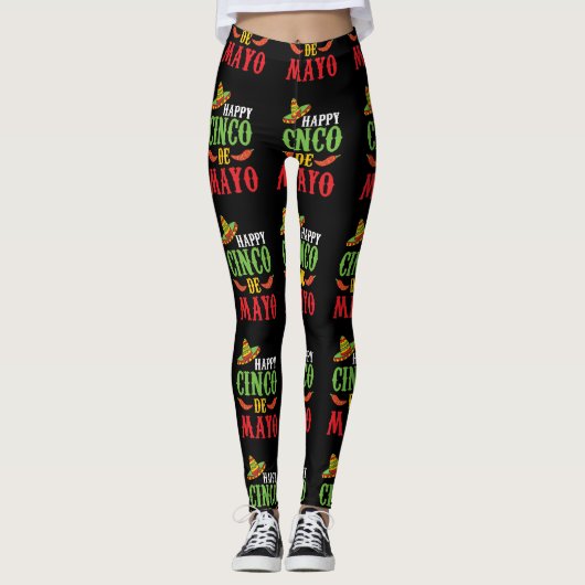 Cute Happy Cinco De Mayo Leggings (Voorkant)