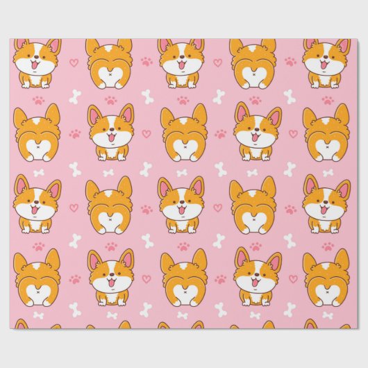 Cute happy corgi dog naadloos patroon cadeaupapier (Vlak)
