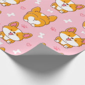 Cute happy corgi dog naadloos patroon cadeaupapier (Hoek)