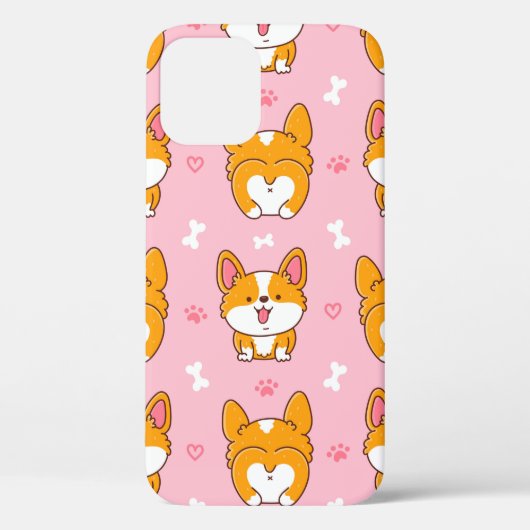 Cute happy corgi dog naadloos patroon Case-Mate iPhone case (Achterkant)