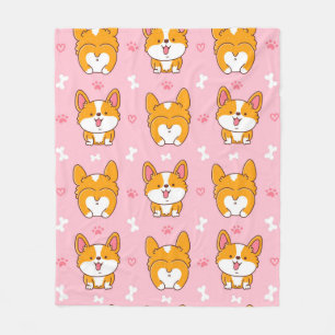 Cute happy corgi dog naadloos patroon fleece deken