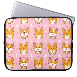 Cute happy corgi dog naadloos patroon laptop sleeve
