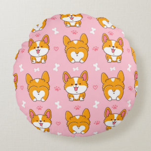 Cute happy corgi dog naadloos patroon rond kussen