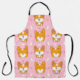 Cute happy corgi dog naadloos patroon schort