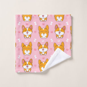 Cute happy corgi dog naadloos patroon washandje