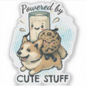 Cute happy corgi puppy milk and cookies sticker (Voorkant)