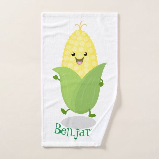 Cute happy corn cartoon illustratie bad handdoek (Handdoek)