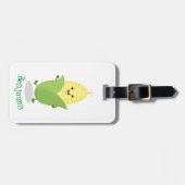 Cute happy corn cartoon illustratie bagagelabel (Voorkant horizontaal)