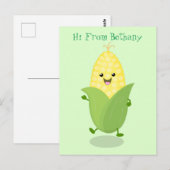 Cute happy corn cartoon illustratie briefkaart (Voorkant / Achterkant)