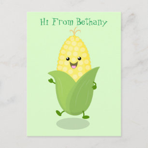 Cute happy corn cartoon illustratie briefkaart