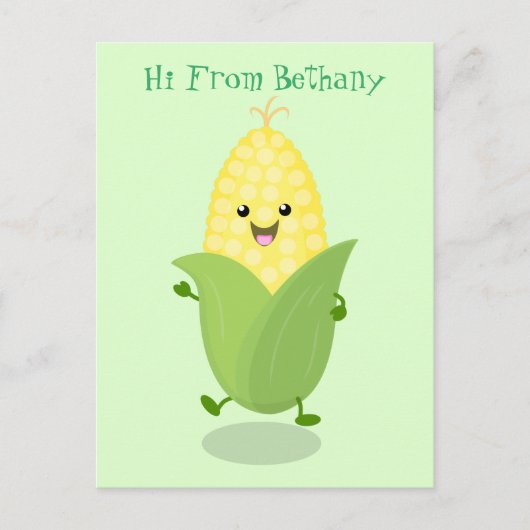 Cute happy corn cartoon illustratie briefkaart (Voorkant)