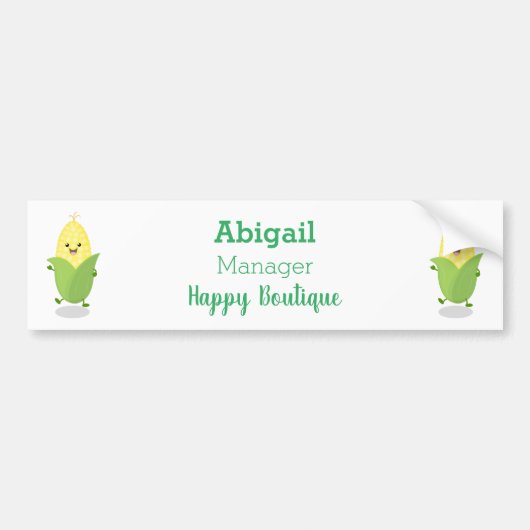 Cute happy corn cartoon illustratie bumpersticker (Voorkant)