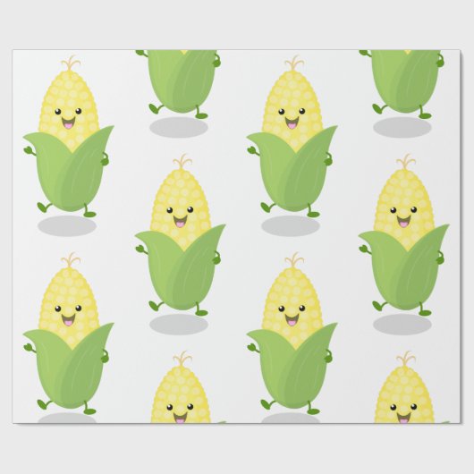 Cute happy corn cartoon illustratie cadeaupapier (Vlak)