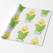 Cute happy corn cartoon illustratie cadeaupapier (Uitgerold)
