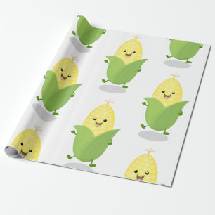 Cute happy corn cartoon illustratie cadeaupapier