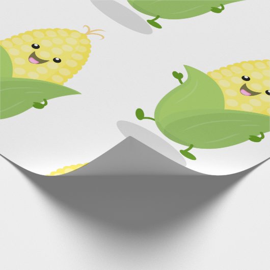 Cute happy corn cartoon illustratie cadeaupapier (Hoek)