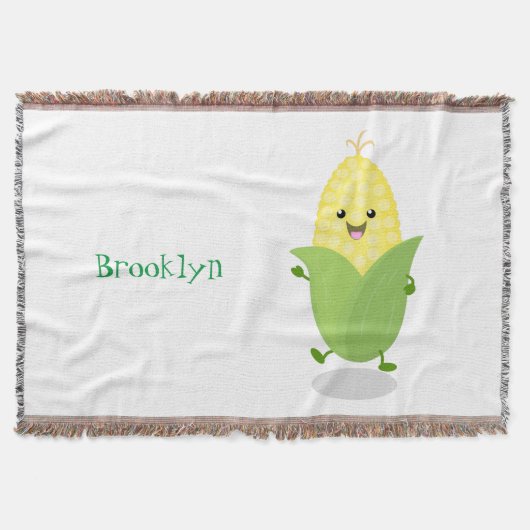 Cute happy corn cartoon illustratie deken (Voorkant)