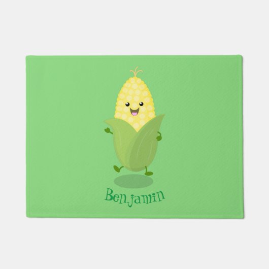 Cute happy corn cartoon illustratie deurmat (Voorkant)