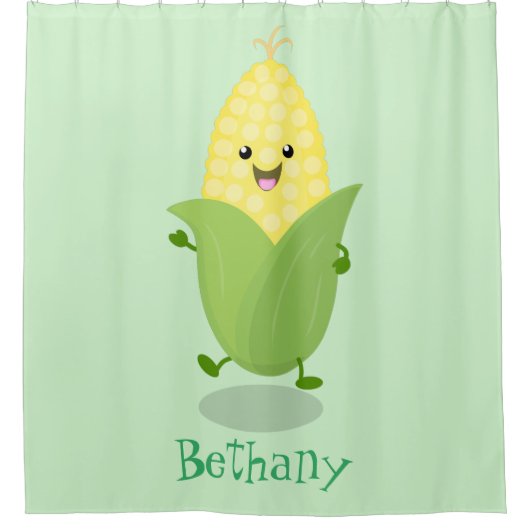 Cute happy corn cartoon illustratie douchegordijn (Voorkant)