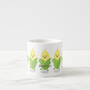 Cute happy corn cartoon illustratie espresso kop