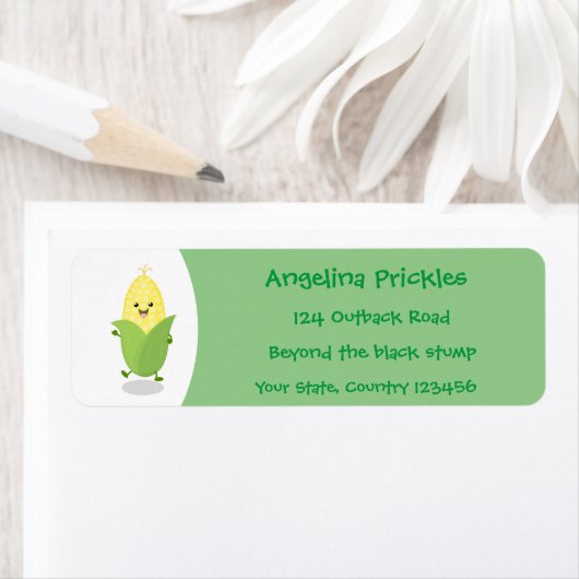 Cute happy corn cartoon illustratie etiket (Insitu)