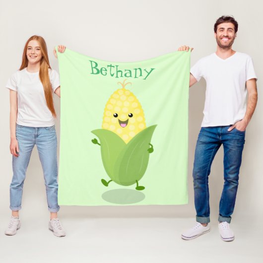 Cute happy corn cartoon illustratie fleece deken (In situ)