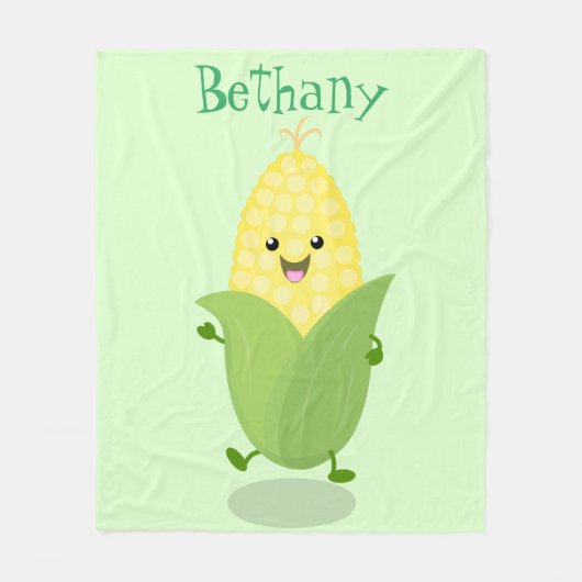 Cute happy corn cartoon illustratie fleece deken (Voorkant)