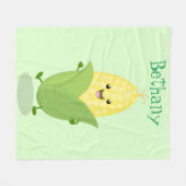 Cute happy corn cartoon illustratie fleece deken (Voorkant (Horizontaal))