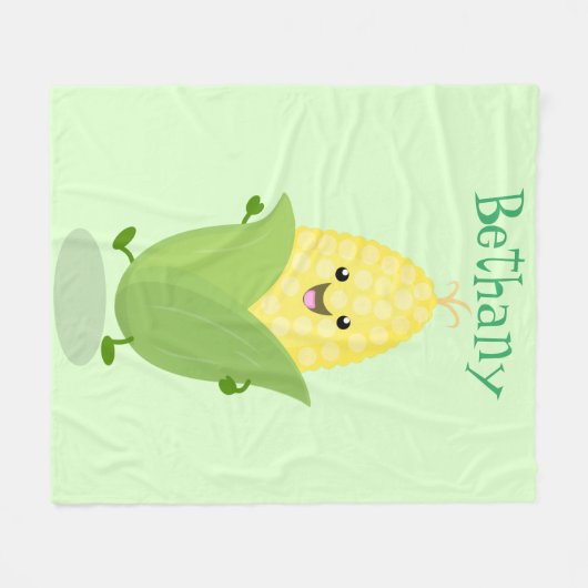 Cute happy corn cartoon illustratie fleece deken (Voorkant (Horizontaal))