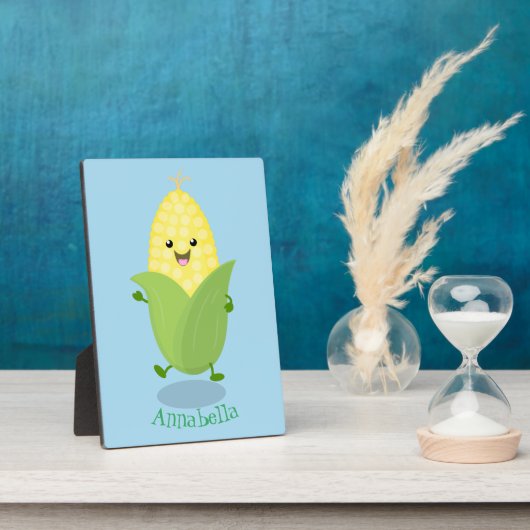 Cute happy corn cartoon illustratie fotoplaat (Zijkant)