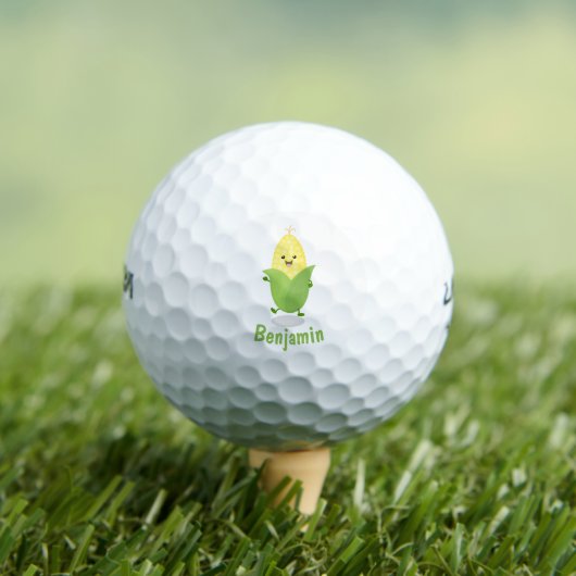 Cute happy corn cartoon illustratie golfballen (Insitu Shirt)