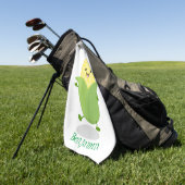 Cute happy corn cartoon illustratie golfhanddoek (Groen)