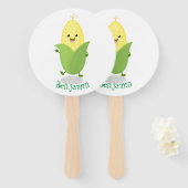 Cute happy corn cartoon illustratie handwaaier (Voorkant en achterkant)