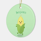 Cute happy corn cartoon illustratie keramisch ornament (Links)