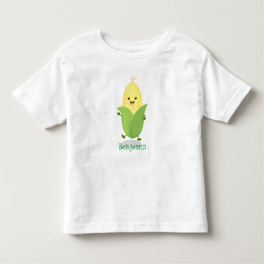 Cute happy corn cartoon illustratie kinder shirts (Voorkant)