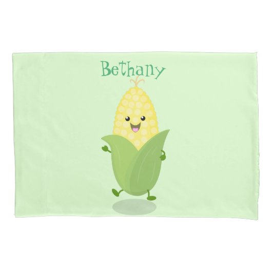 Cute happy corn cartoon illustratie kussensloop (Voorkant)