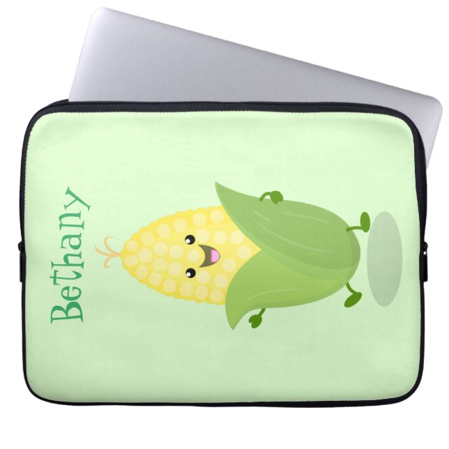 Cute happy corn cartoon illustratie laptop sleeve (Voorkant)