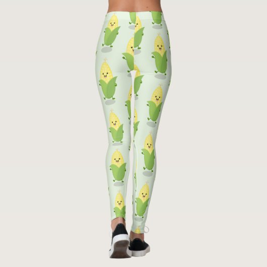 Cute happy corn cartoon illustratie leggings (Achterkant)