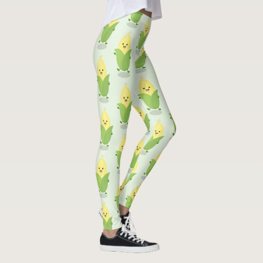 Cute happy corn cartoon illustratie leggings (Rechts)