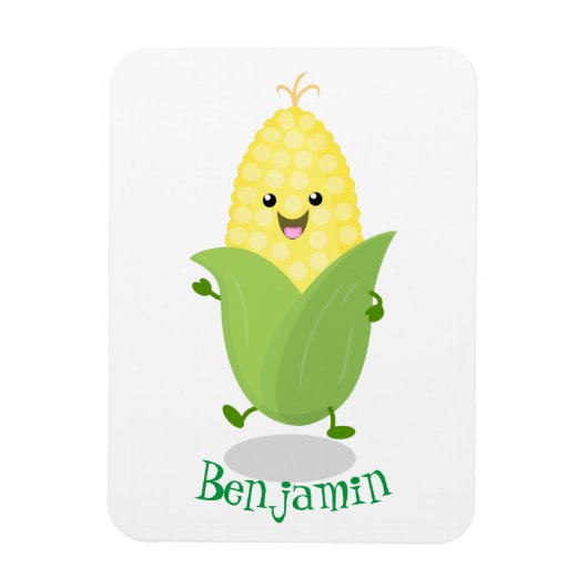 Cute happy corn cartoon illustratie magneet (Verticaal)
