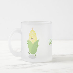 Cute happy corn cartoon illustratie matglas koffiemok