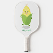 Cute happy corn cartoon illustratie pickleball paddle (Achterkant)